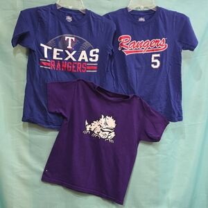 Texas Fan Pack for Youth M(8) 3 T-Shirts: 2 Rangers, 1 TCU